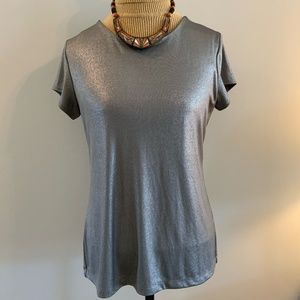 Chico's Travelers Metallic Silver Tunic, Size 1
